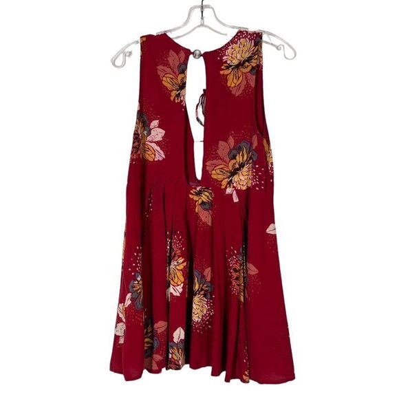 Free People Mini Floral Dress Red Tunic Babydoll Flowy XS - Picture 3 of 10